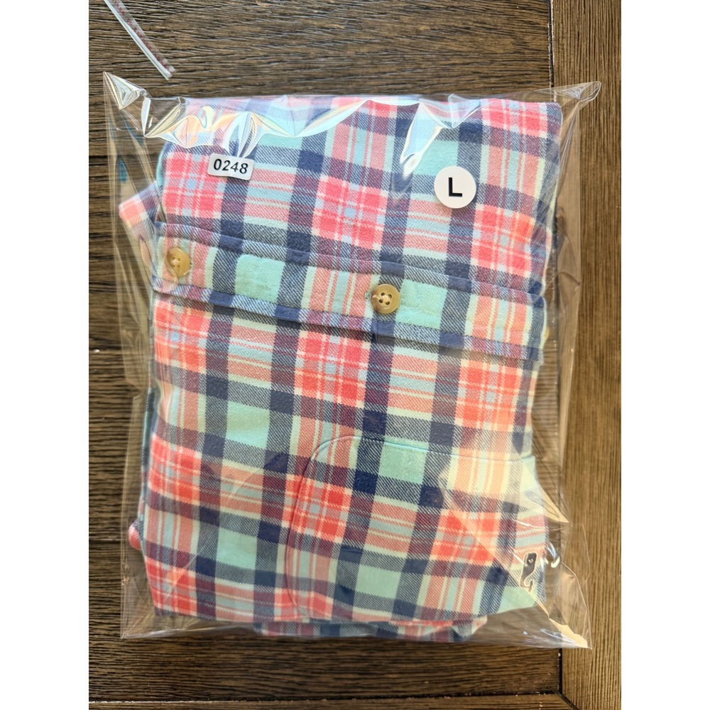 Vineyard Vines Mens Classic Fit Plaid Button Down Shirt Blue Pink Large - Picture 5 of 5